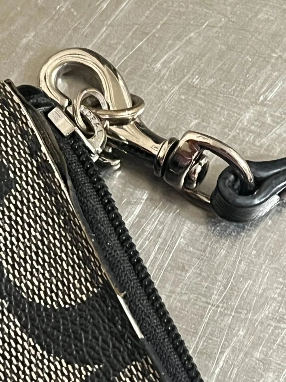 COACH Signature Black/Gray Monogram Canvas Wristlet Wallet